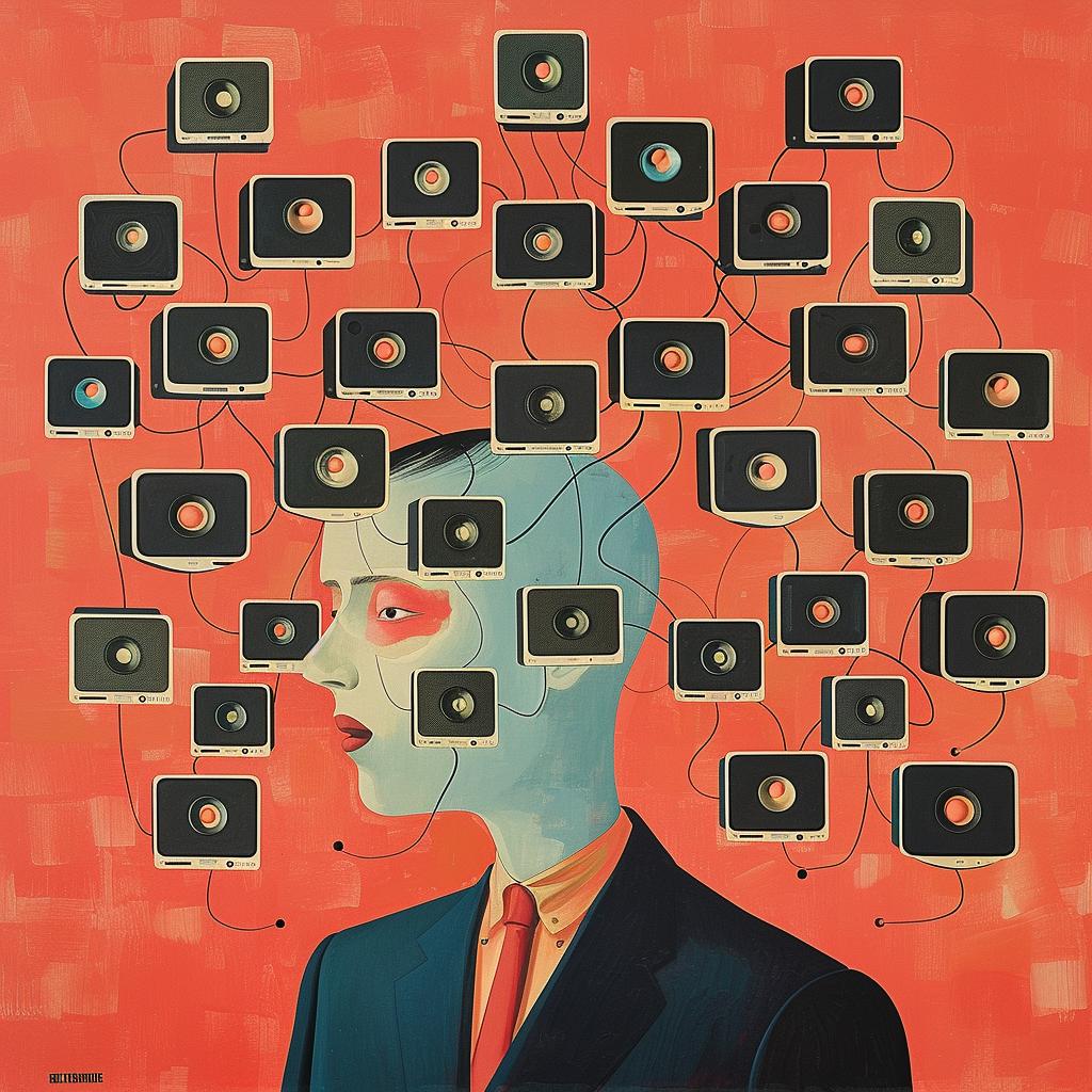 surreal  television  man  head  creative  abstract  colorful  modern  whimsical  art 1017984