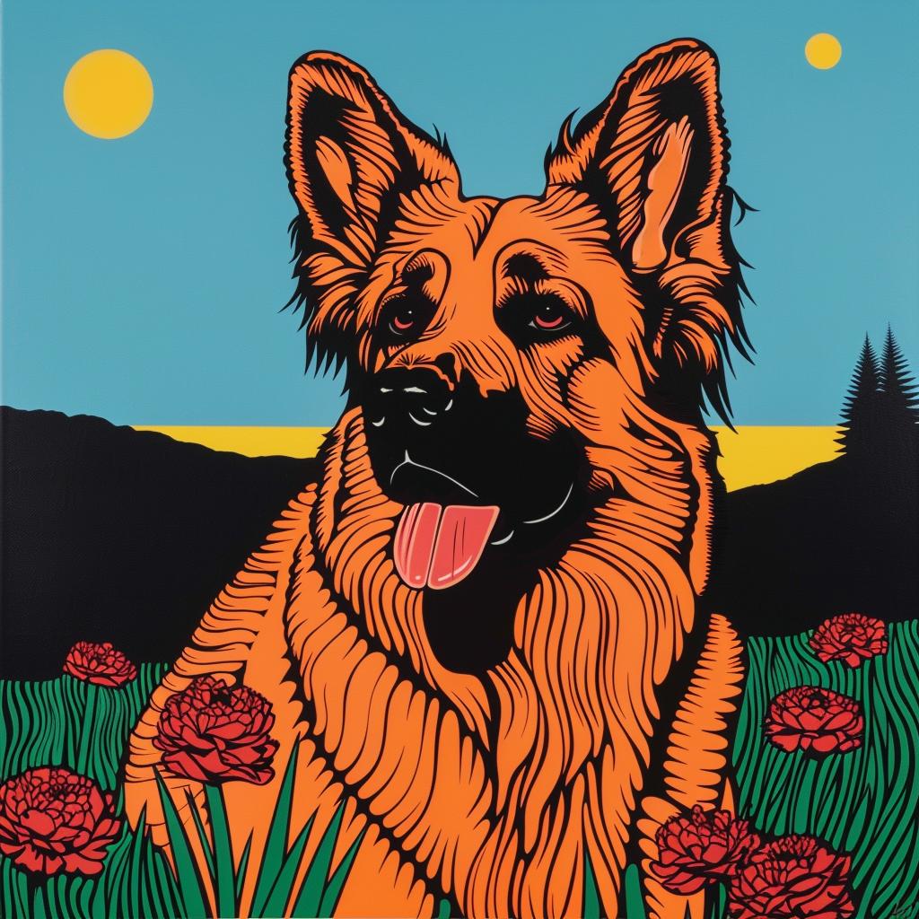 german  shepherd  dog  field  flowers  nature  animal  landscape  cute  colorful 973640