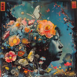 woman  flowers  butterflies  painting  colorful  artwork  nature  portrait  detailed  chromolithography 1061268