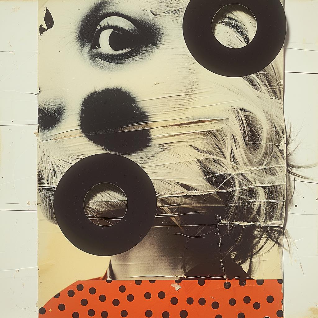 collage  woman  polka  dots  face  holes  abstract  stylized  vintage  art 1020646