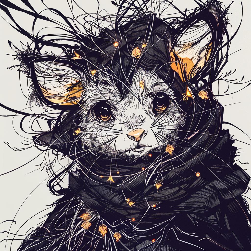 cat  scarf  drawing  flowers  mythical  creature  fantastical  rodentia  hybrid  unique 952639