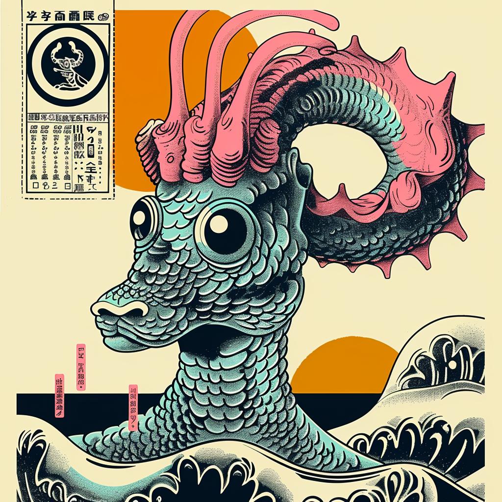 dragon  ocean  poster  creature  fantasy  artwork  Japanese  illustration  graphic  mythology 946101