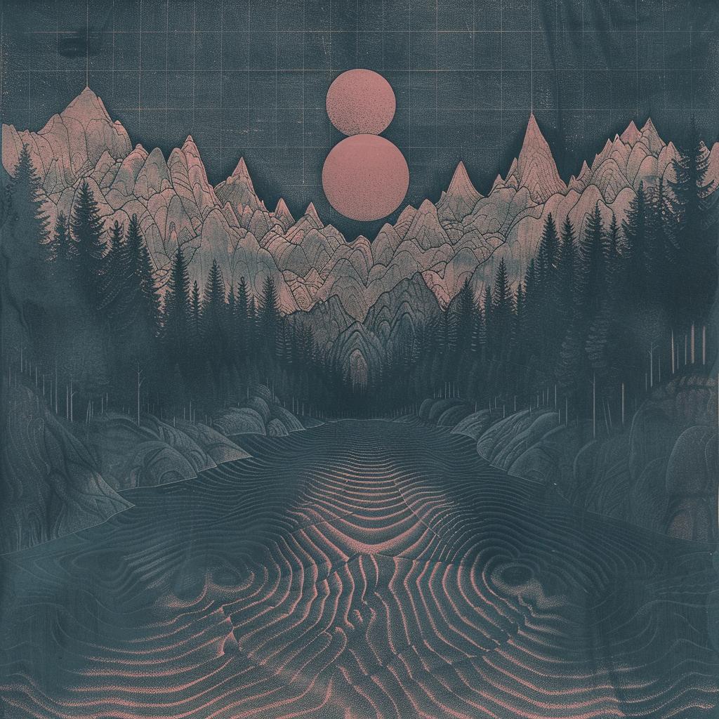 forest  mountains  lake  surreal  album  cover  colorful  monoprint  artwork  canvas 1027464