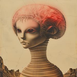 alien  head  red  eyes  chromolithography  painting  mystical  surreal  creature  illustration 1055215