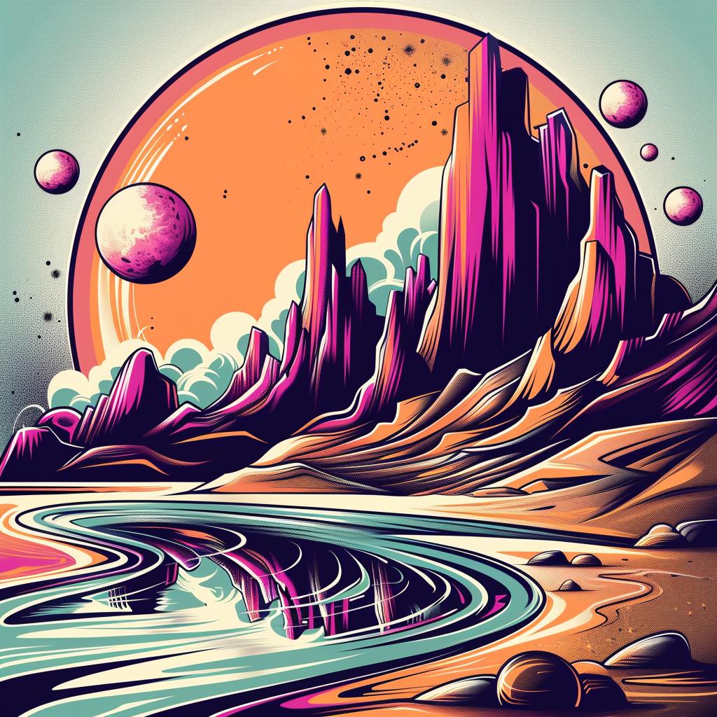 abstract  painting  river  mountains  teal  orange  sunrise  galaxy  waves  art 941946