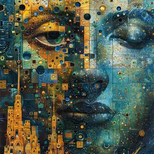 cubism  surrealism  pointillism  introspection  naturalistic  spiritual  dark  occult  gold  teal 1077156