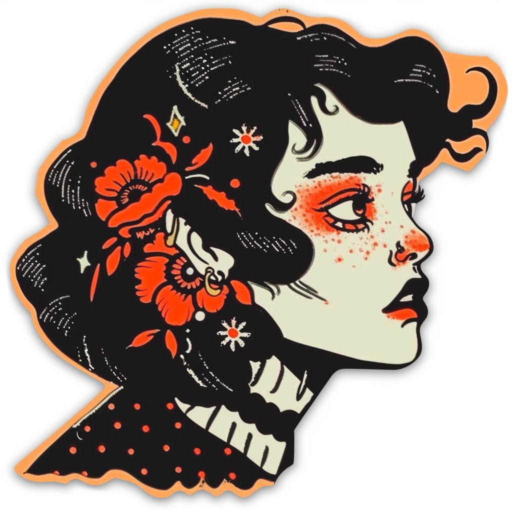 woman  face  flowers  tattoo  sticker  vintage  illustration  surreal  beauty  art 927678