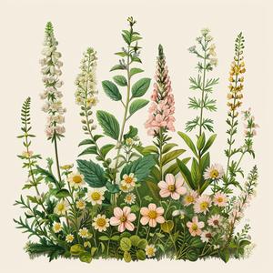 plant  wildflowers  illustration  anatomy  pink  green  vintage  art  botanical  natural 1040653
