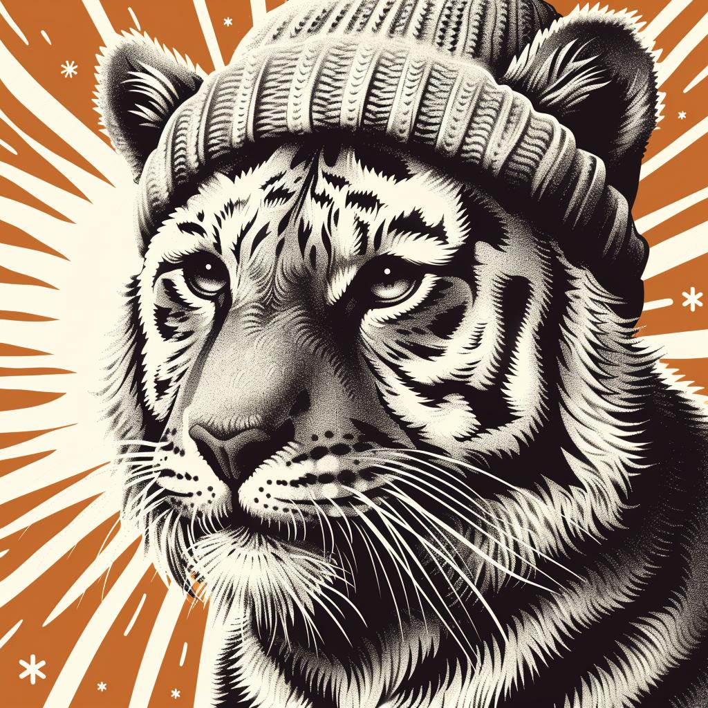 tiger  hat  knit  cartoon  animal  funny  illustration  whimsical  stylized  character 940157
