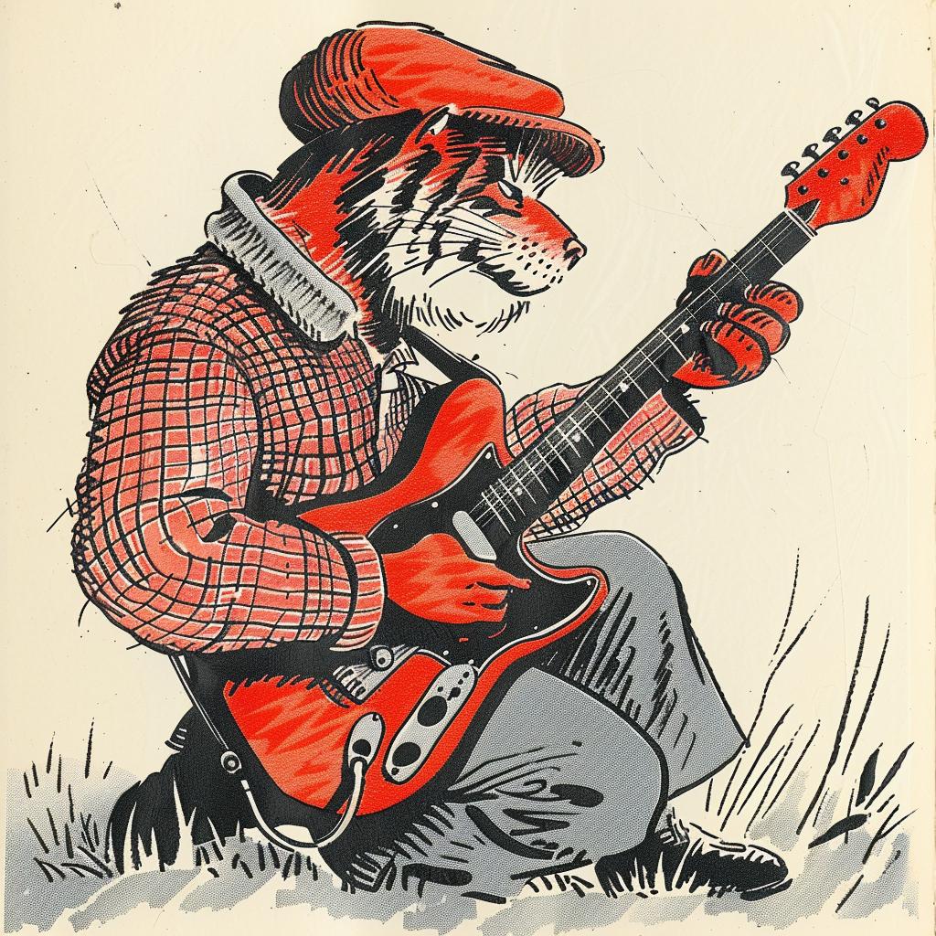 tiger  guitar  cartoon  Moebius  fender  music  anthropomorphic  illustration  playful  colorful 922870