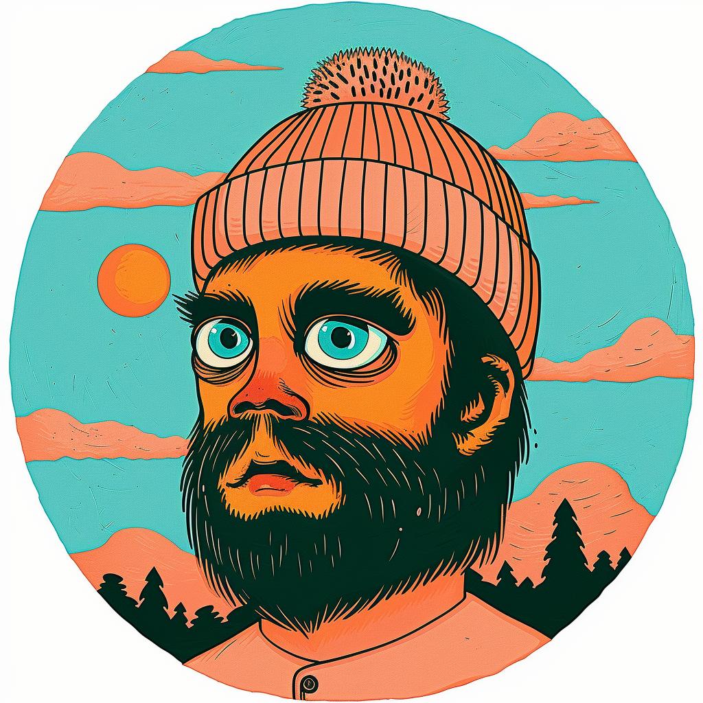 surreal  album  cover  beard  man  hat  circle  creative  art  design 978075