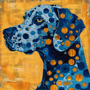 dalmatian  portrait  vintage  comic  ArtNouveau  Surrealism  pointillism  gold  indigo  teal 1076830