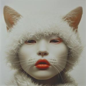 surreal  fashion  hybrid  cat  woman  furry  Risograph  Symbolist  screenprinting  creative 1077313