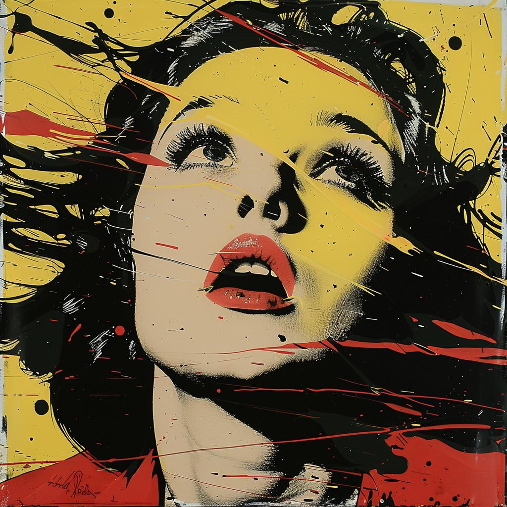 woman  red  yellow  splatters  colorful  surreal  hyper-realistic  screenprinting  Deborah  Azzopardi 959977