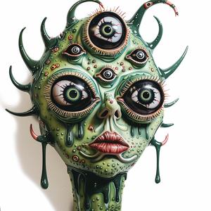 alien  head  fishman  creature  eyes  mouth  surreal  Dada  art  dripping 1073123