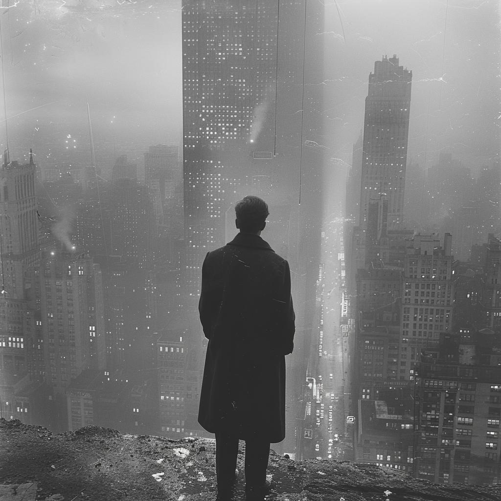 monochromatic  blue  lighting  double  exposure  lifestyle  photo  surreal  glow  NYC 1032385