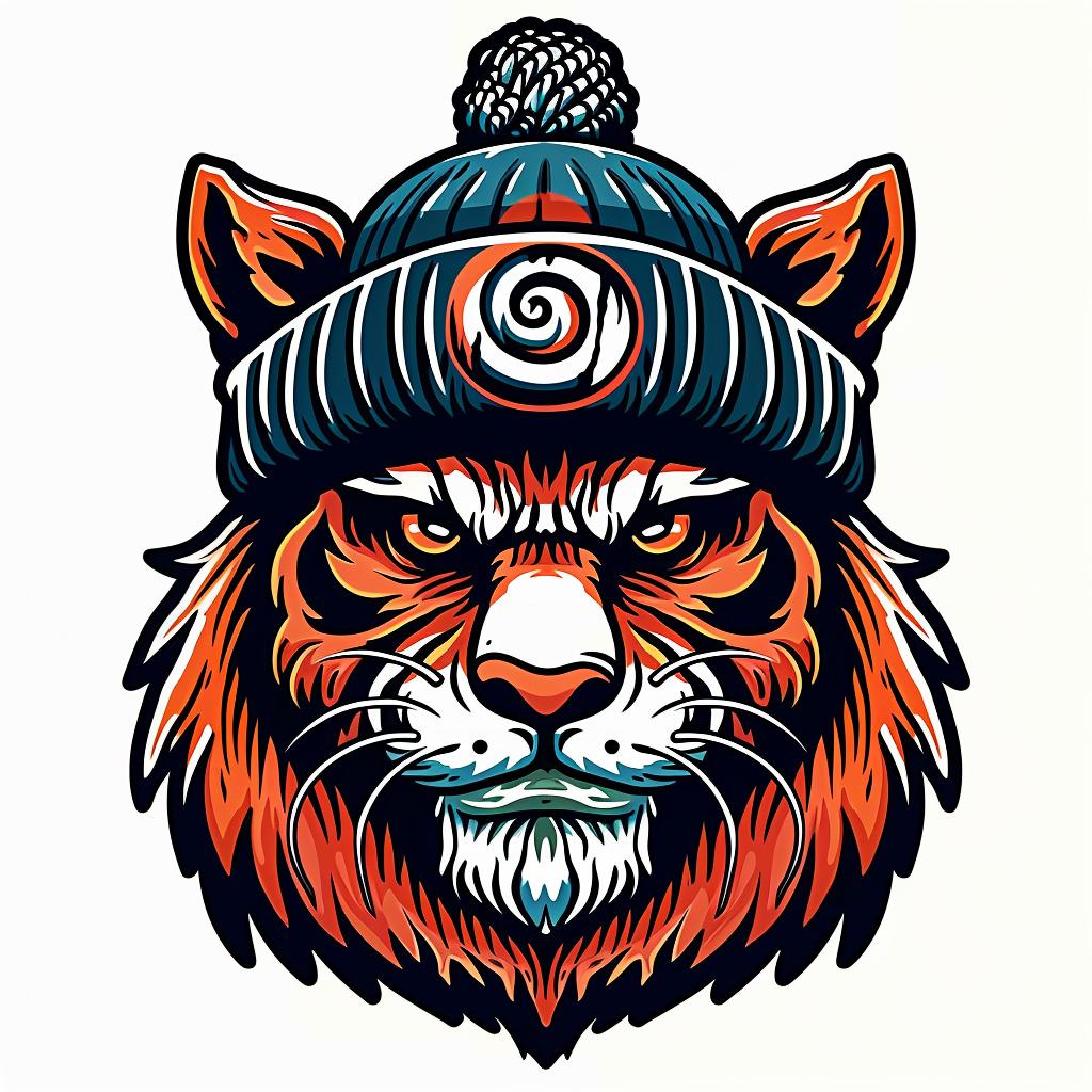 tiger  knitted  hat  animal  cute  whimsical  colorful  realistic  portrait  playful 1032620