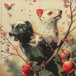 birds  branch  apples  chromolithography  illustration  nature  artwork  colorful  graphic  design 1049654