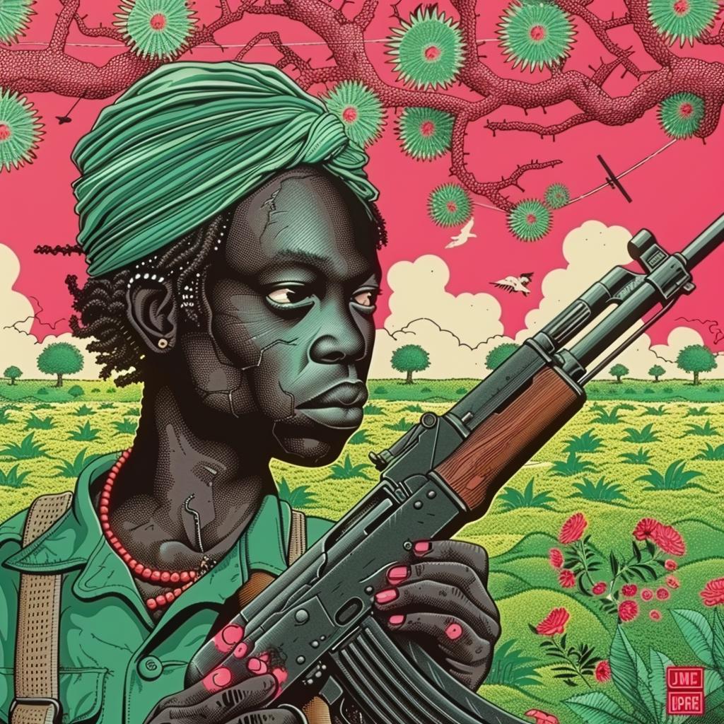 poster  African  man  gun  warrior  stormy  day  Biafra  dark  bold 944677