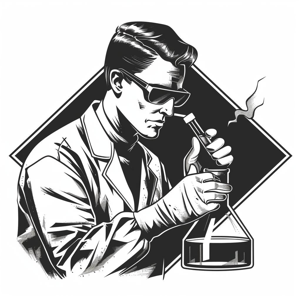 scientist  chemist  silhouette  vintage  icon  beaker  laboratory  black  white  outline 951918