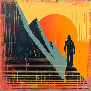 painting  man  mountain  walking  encaustic  art  landscape  adventure  texture  color 1066182
