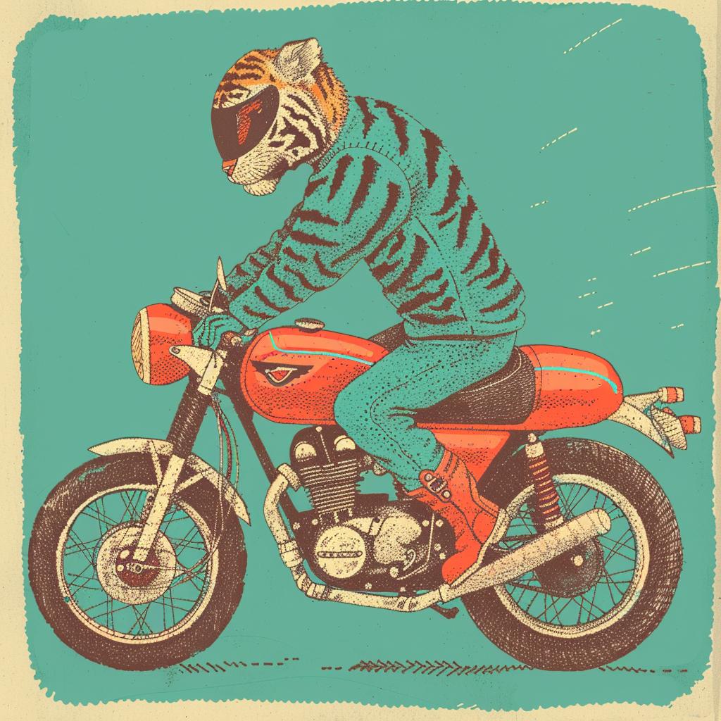 tiger  motorcycle  blue  background  action  animal  dynamic  illustration  artistic  humor 941061
