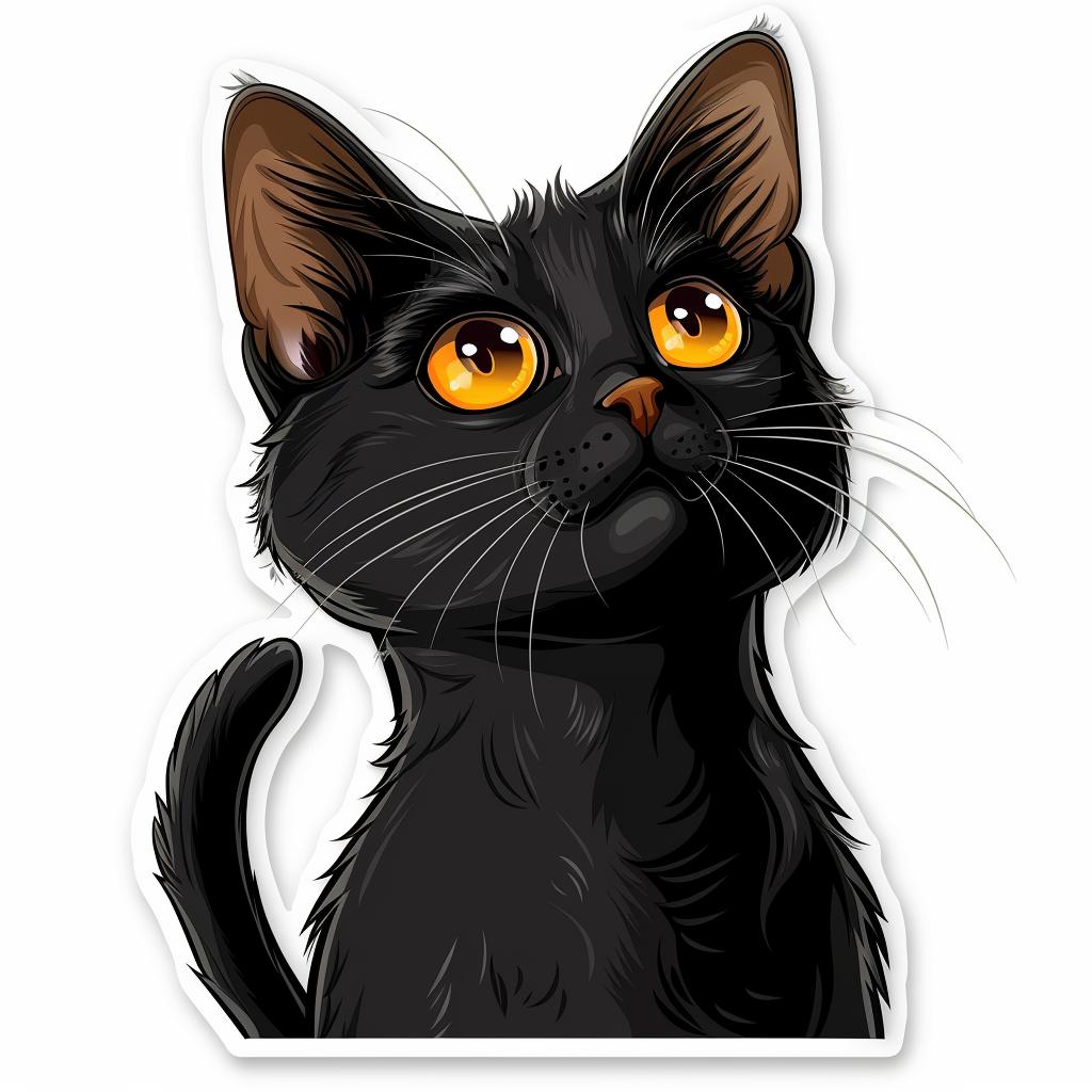 cat  black  yellow  eyes  sticker  vector  realistic  3D  warm  colors 971960