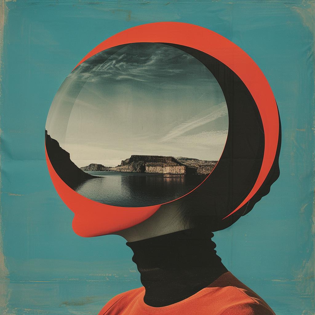 surreal  album  cover  hyper-realistic  screenprinting  Peter  Mendelsund  woman  circular  object 960522