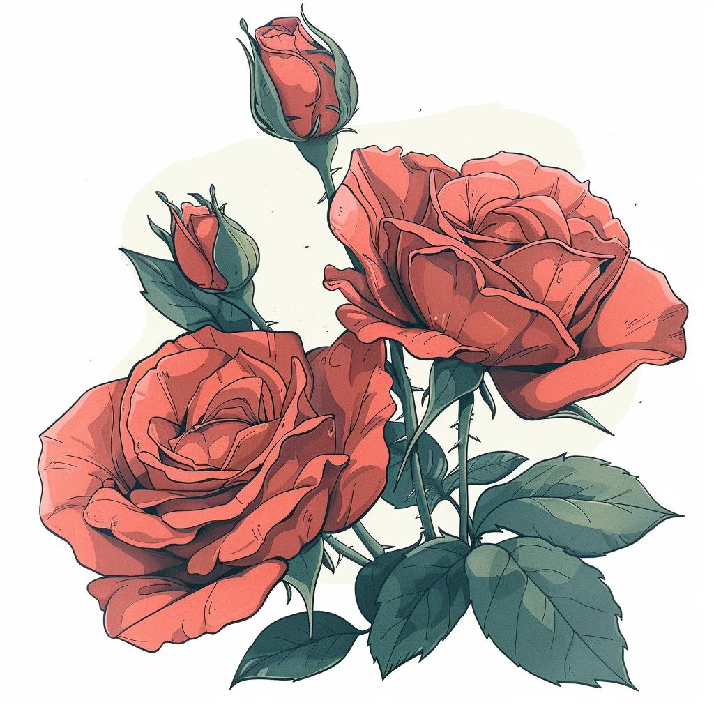 roses  red  floral  painting  illustration  white  art  nature  design  realism 971885