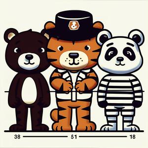 cartoon  bear  tiger  panda  colorful  animal  friendly  interaction  illustration  character 1077909