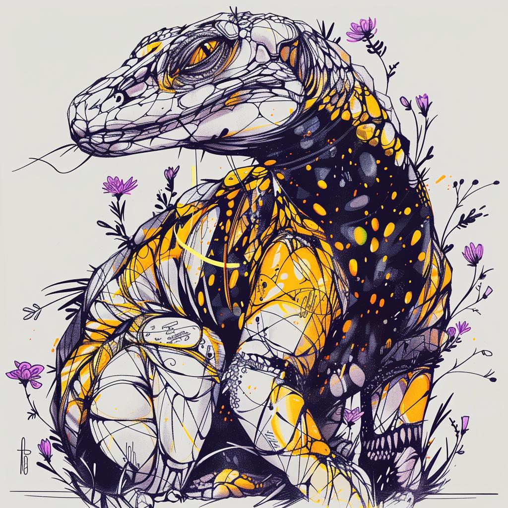 mythical  creature  hybrid  lizard  flowers  fantastical  cryptozoology  nature  colorful  unique 952889