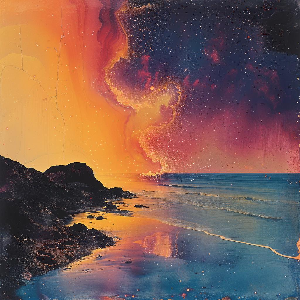 pulsar  waves  beach  colorful  sky  ocean  Ed Ruscha  natural  lighting  abstract 1026506