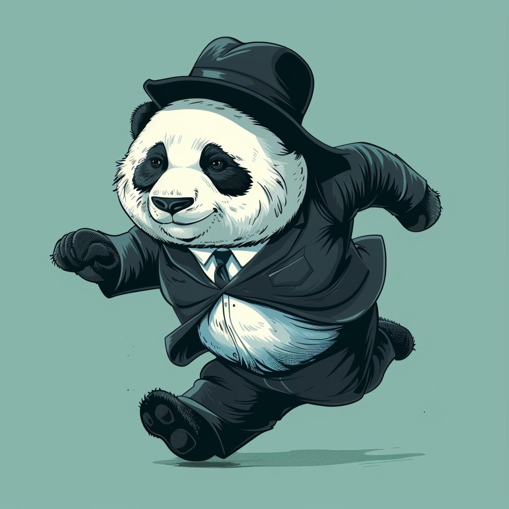 panda  suit  running  cartoon  illustration  functional  whimsical  stylized  playful  cute 937870