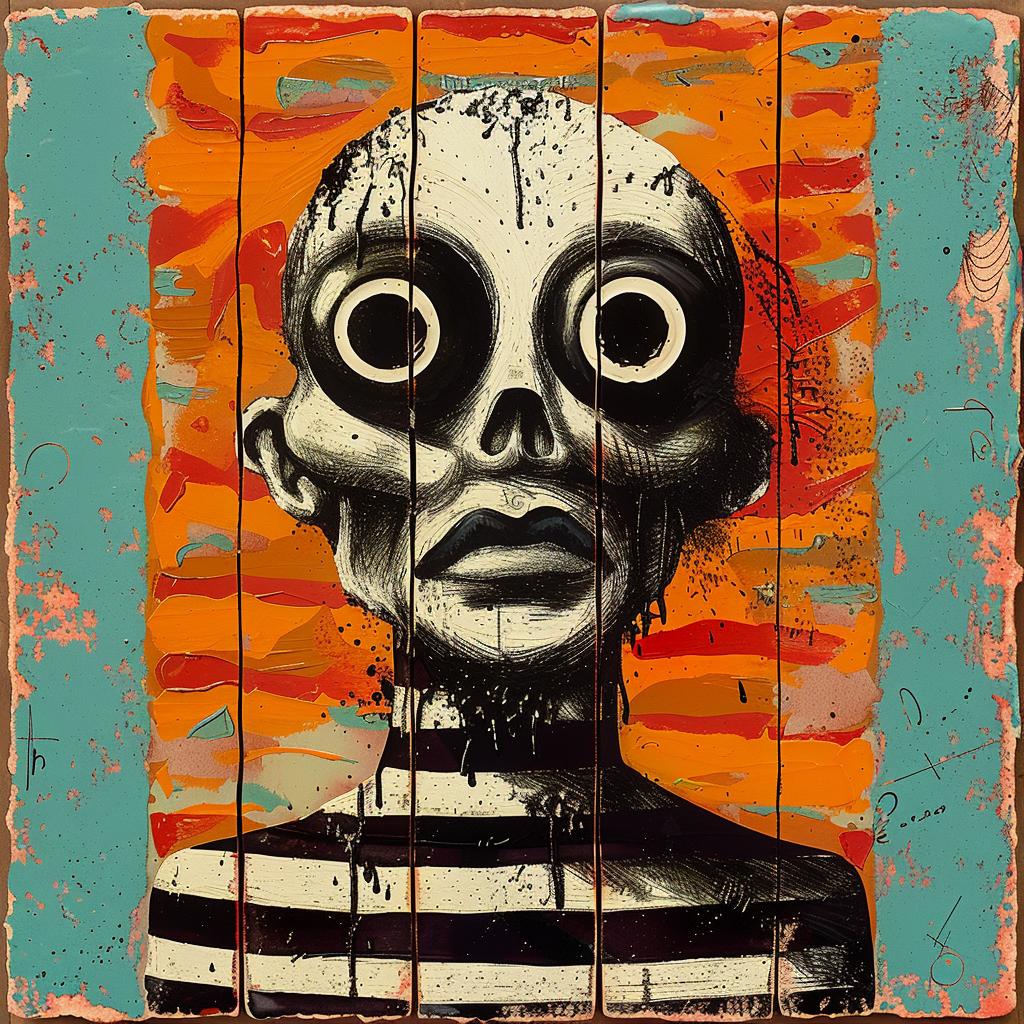 painting  skeleton  big  eyes  encaustic  impasto  expression  surreal  dark  creature 950381