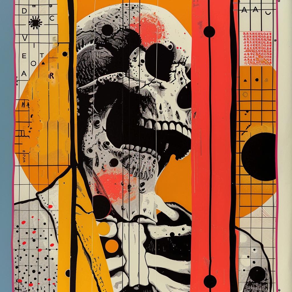 skeleton  red  shirt  orange  pants  impressionism  graphic  art  dark  design 968569