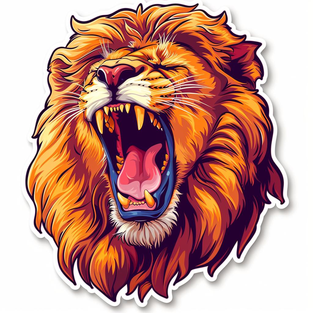 lion  sticker  3D  contour  vector  realistic  warm  color  detailed  white 971984