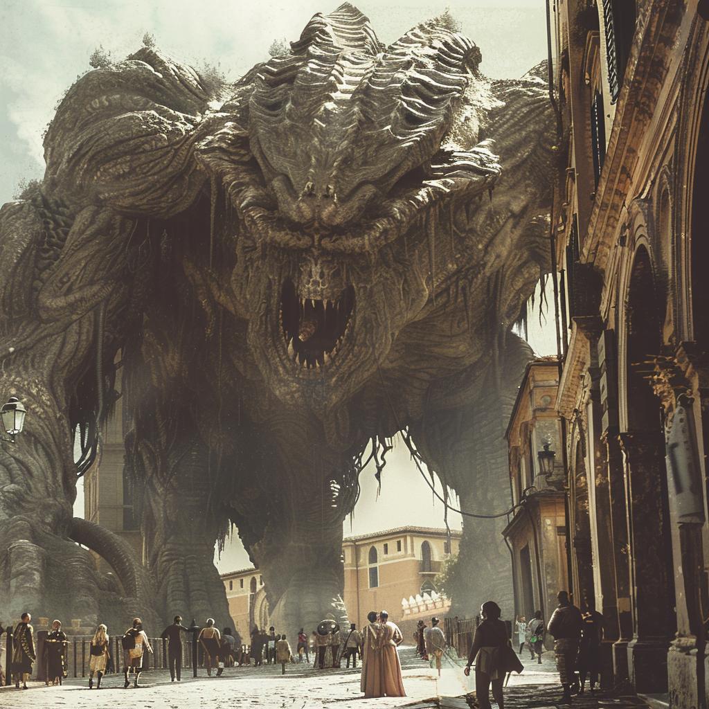 monster  walking  city  giant  urban  fantasy  creature  surreal  threatening  imposing 944471