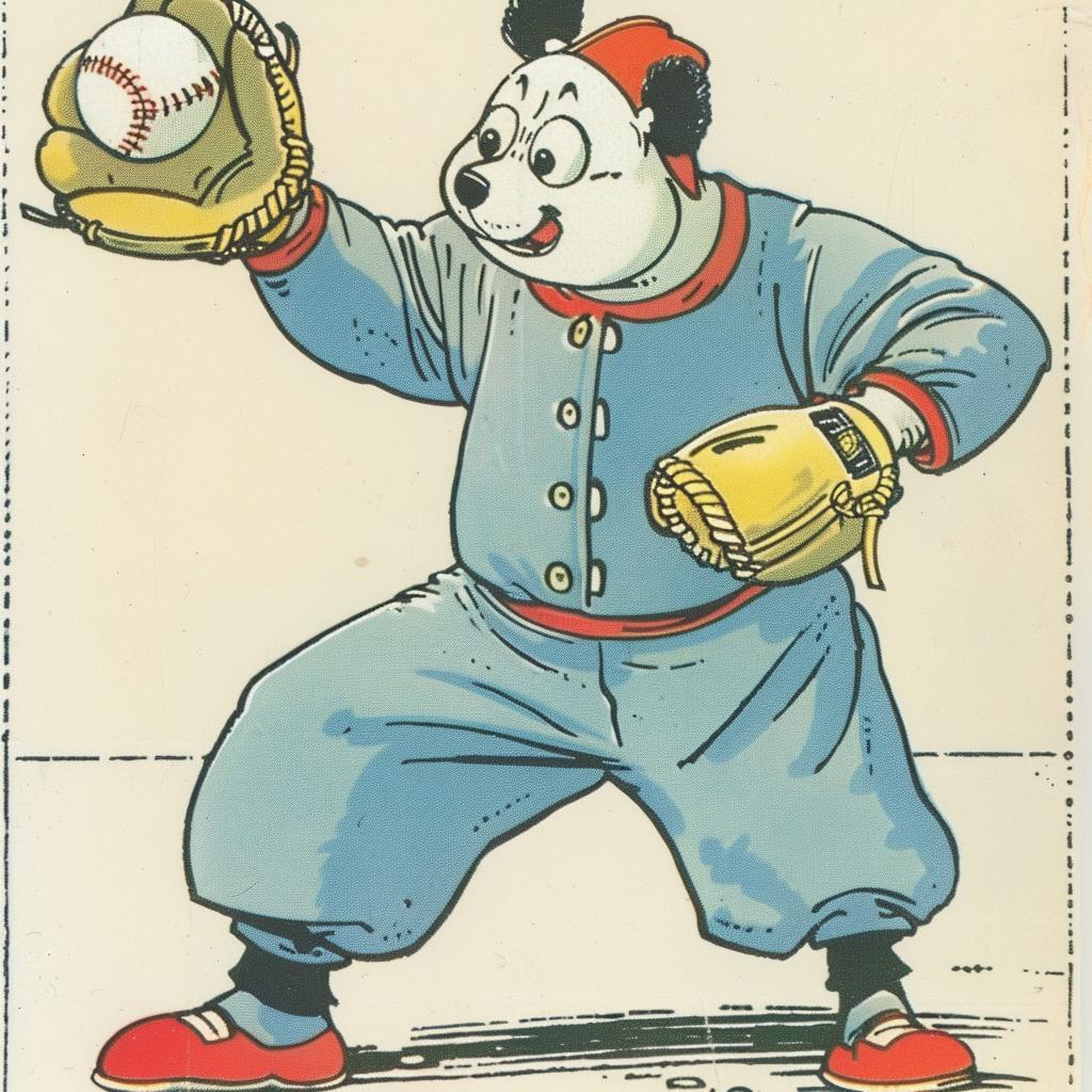 panda  baseball  uniform  cartoon  whimsical  fun  sport  animal  art  vintage 938912