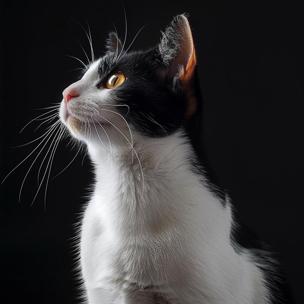 cat  japanese  bobtail  black  white  background  feline  cute  animal  portrait 972129