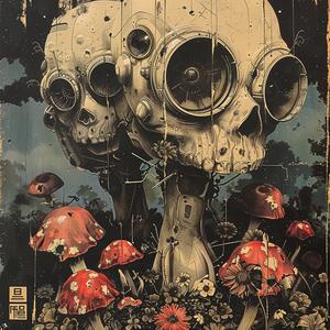 skull  twoheads  mushroom  chromolithography  surreal  dark  symbolic  figurative  artistic  strange 1053515