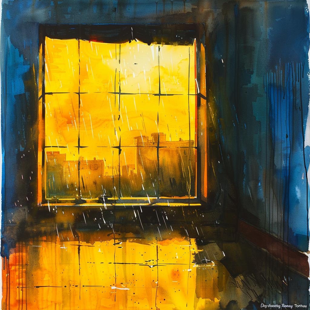 watercolor  yellow  window  room  Arches  cold-pressed  aquarelle  interior  light  art 920044