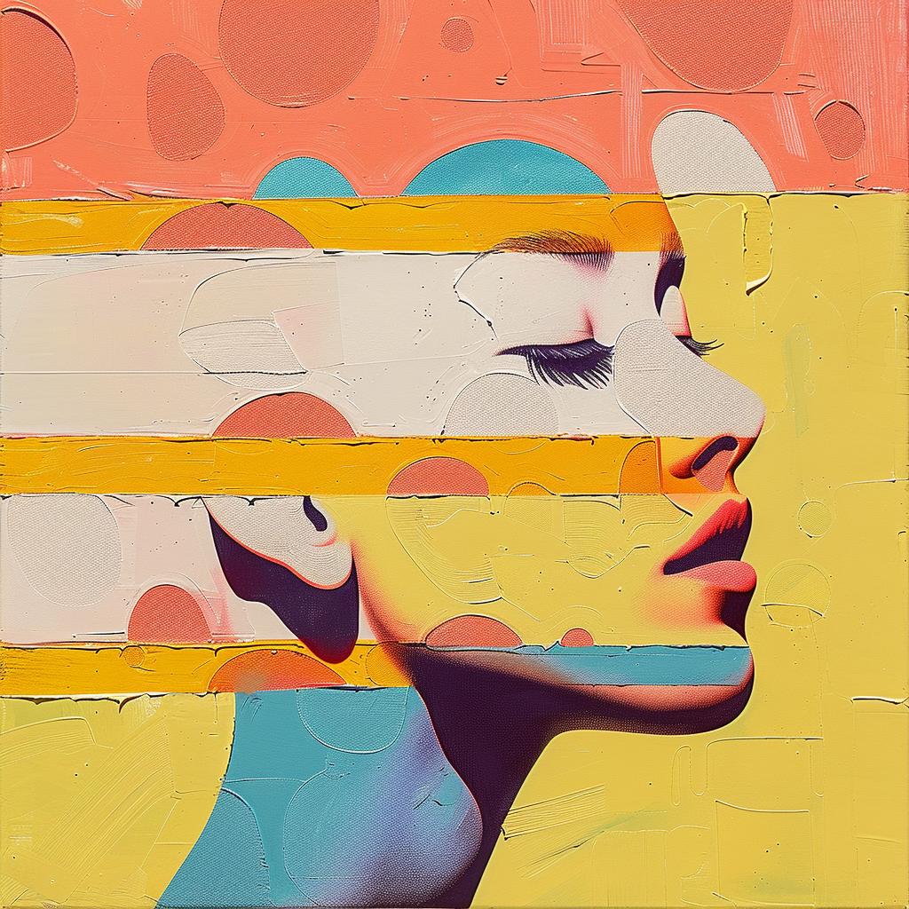 encaustic  palette-knife  impasto  woman  stripes  colorful  artistic  colorful  modern  portrait 950526