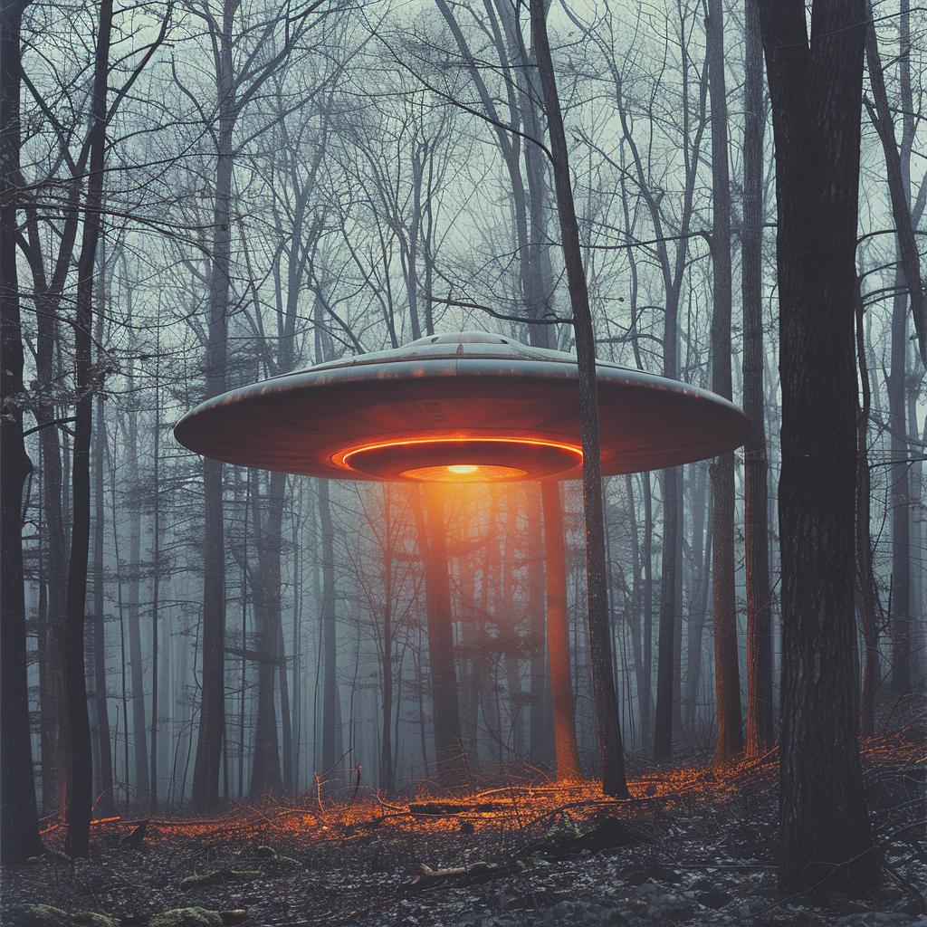 sci-fi  UFO  forest  surreal  double  exposure  lighting  natural  colors  glow 1031279