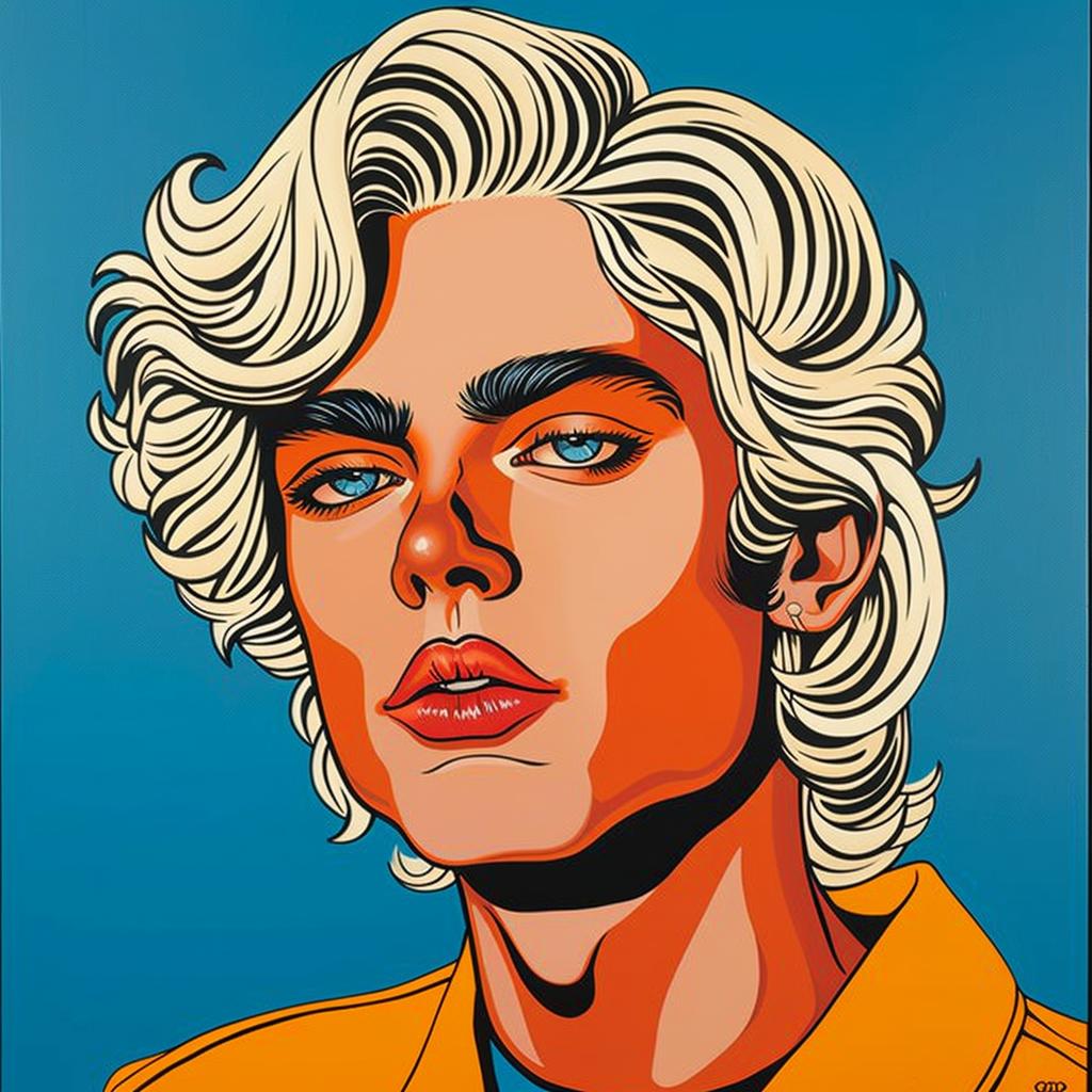 blond  man  painting  portrait  stylized  male  expression  colorful  character  art 973819