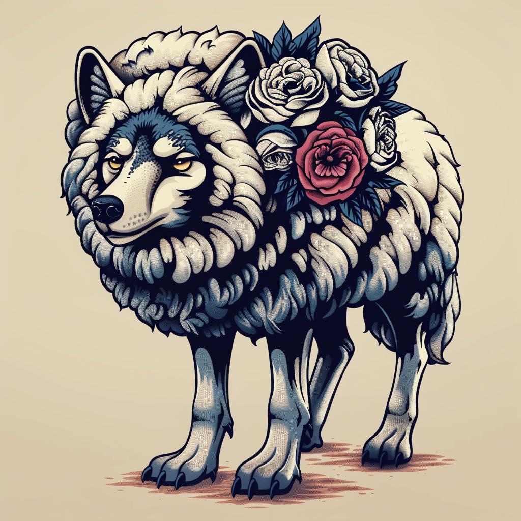 mythical  hybrid  creature  wolf  sheep  roses  fantastical  nature  unique  imaginative 941174