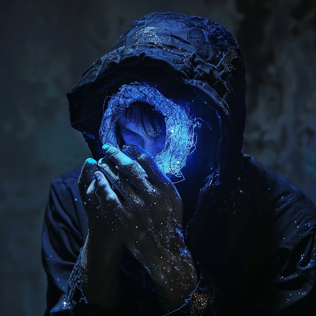 surreal  occult  sci-fi  photo  dark  arts  man  hoodie  blue  light 965931