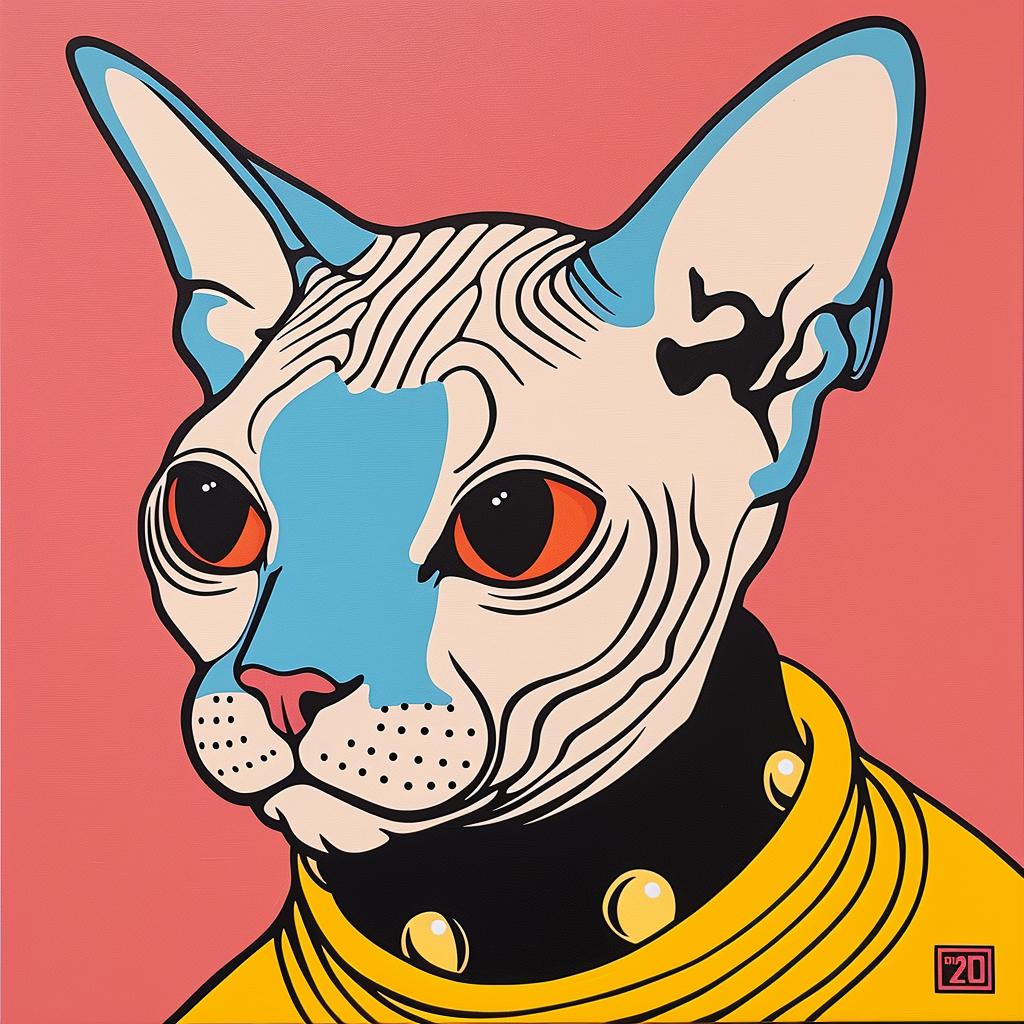 Sphynx  Cat  Yellow  Shirt  Painting  Blue  Eyes  Feline  Animal  Cute 972273