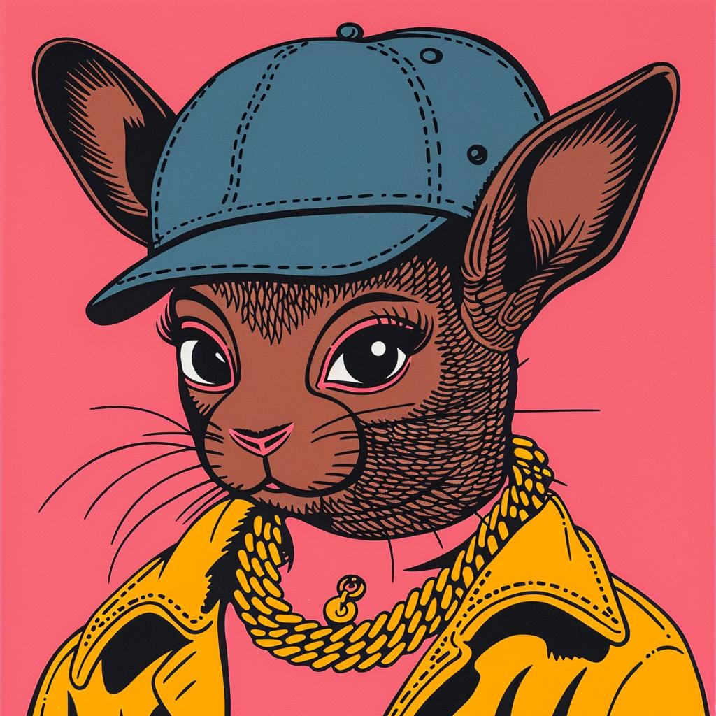 rabbit  rapper  gold  chains  cap  vibrant  cartoon  style  music  accessories 1022047