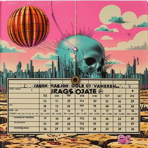 chromolithography  calendar  skull  balloon  graphic  illustration  Japanese  lettering  dark  design 1039728