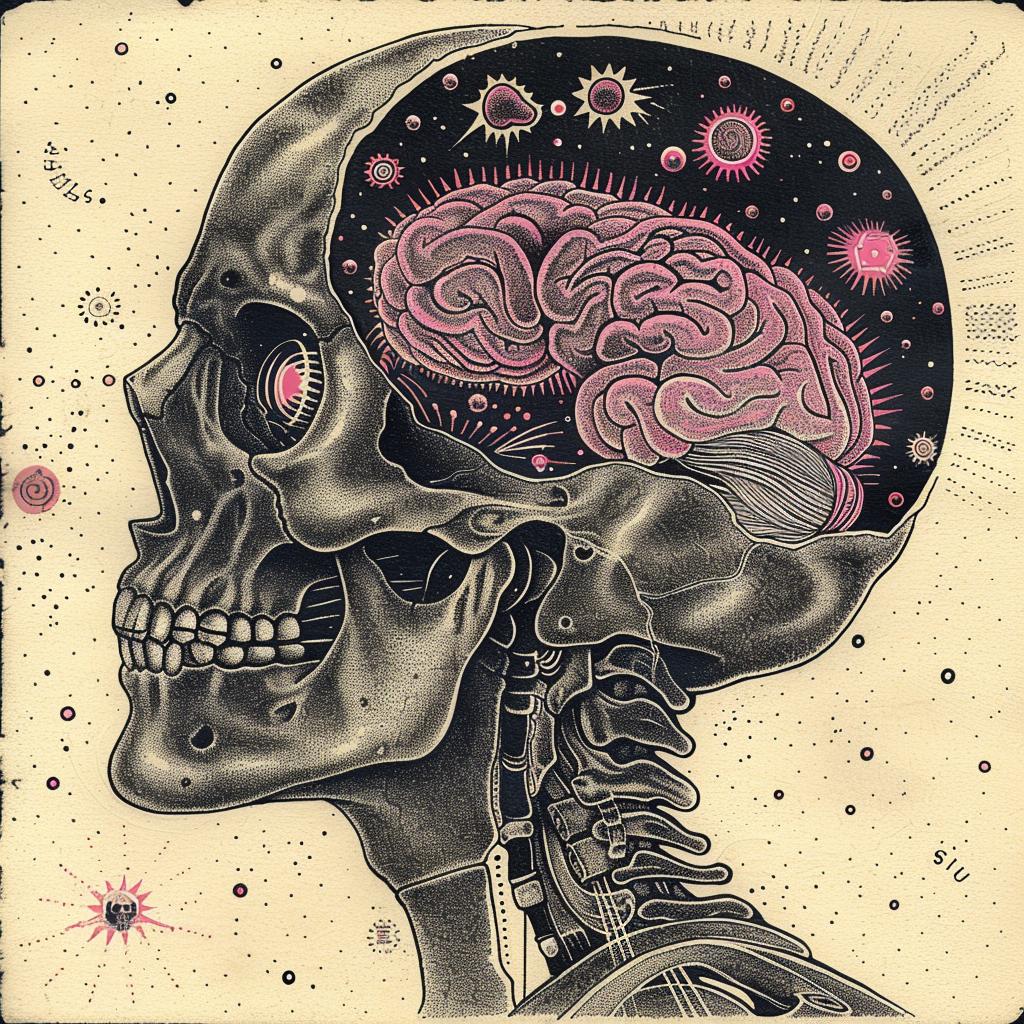 skull  brain  psychedelic  art  silhouette  detailed  Kandinsky  robot  bokeh  design 916136